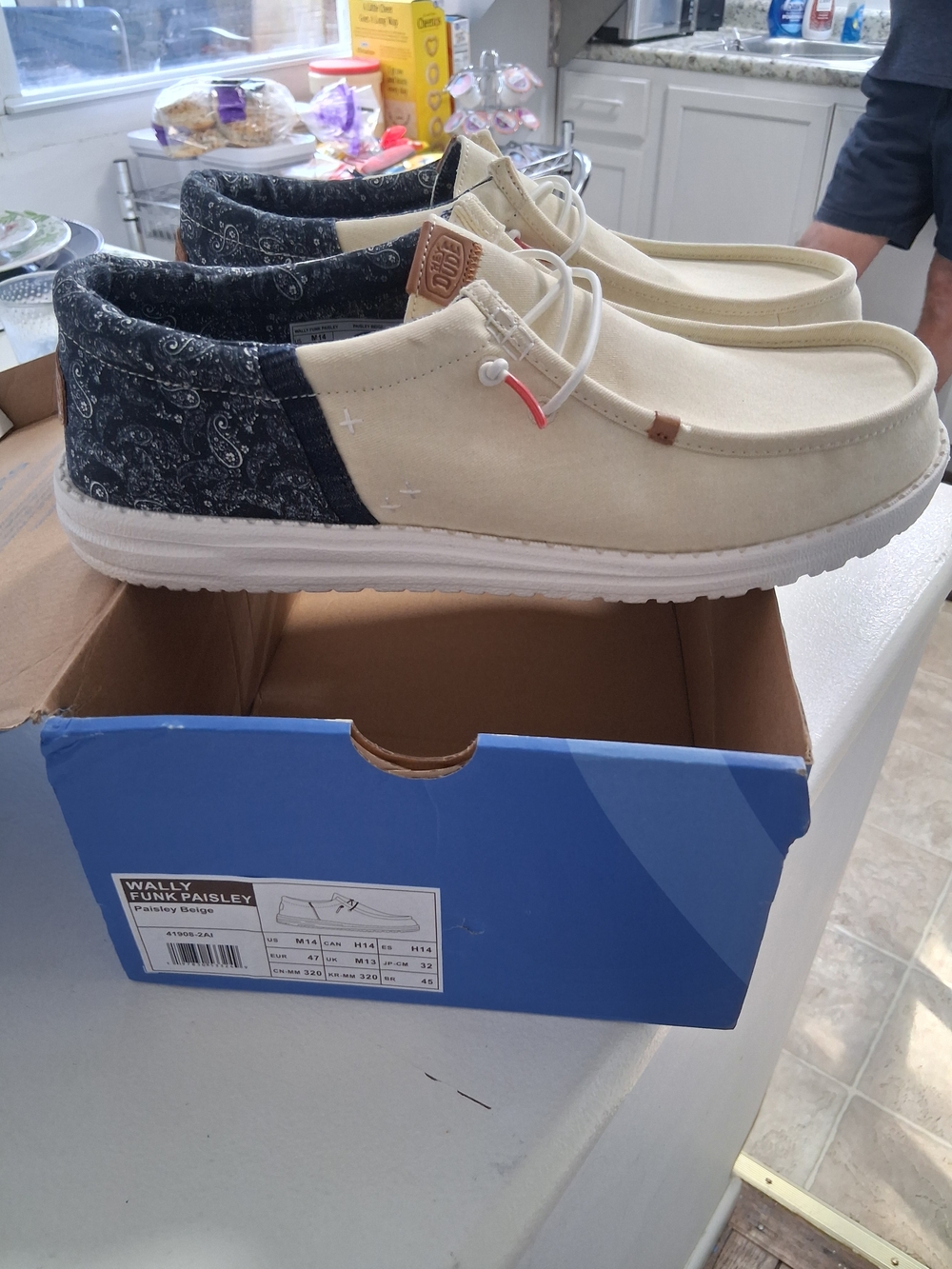 Hey Dude Wally Funk Paisley Slip-On Shoes in Cream and Black